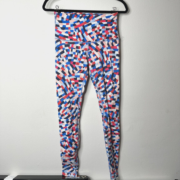Lululemon Wunder Under Multi Blue Red White Geometric Capoeira Leggings 8 - Picture 3 of 13
